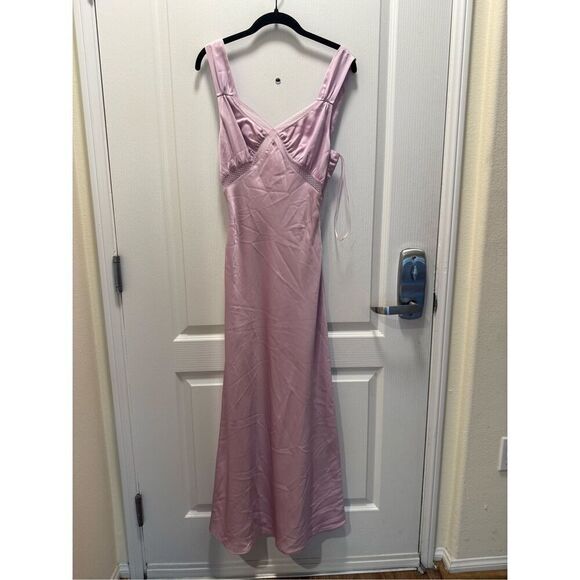 NIA Rosario vintage Inspired Satin slip Midi Dress in Pink size S NWT$108 - Picture 6 of 7